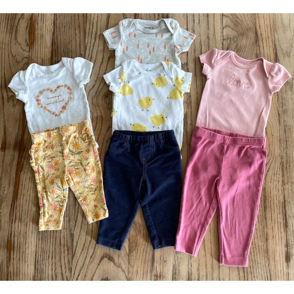 Carter's Baby T-Shirts Bodysuit Leggings Size 3 Months Girls Lot of 11 Pieces